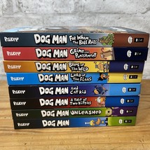 Dog Man And Cat Kid Set of 8 Hardcover Book Lot By Dav Pilkey Great Condition - £31.65 GBP