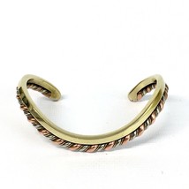 CLARKE V mixed-metal twisted cuff bracelet - modernist brass copper silver - $30.00