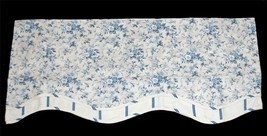 Waverly Fairhaven Chambray Blue Floral Stripes Double Layer Fairfield Valance - £26.36 GBP