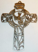 Beautiful Holy Dove Confirmed In Christ Pewter Crucifix Wall Plaque - £15.71 GBP