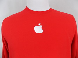 Apple Store Men T Shirt Employee Worker Uniform Long Sleeve Red Crewneck... - £15.84 GBP