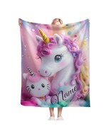 Magical Hello Kitty Unicorn Personalised Blanket – Super Soft Custom Nam... - $34.00+