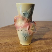 Vintage Royal Copley Floral Yellow, Pink, Green Pottery 7&quot; Vase - £9.87 GBP