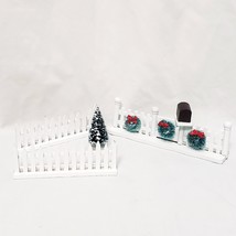 Lot Christmas Village 3 Fence Sections 1 Bottle Brush Tree Lemax and Mervyn&#39;s - £16.88 GBP