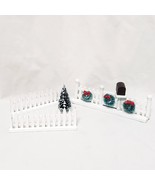 Lot Christmas Village 3 Fence Sections 1 Bottle Brush Tree Lemax and Mer... - £16.51 GBP