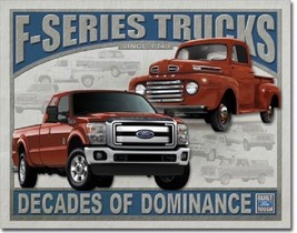Ford F-Series Trucks Decades Dominance Dealer Logo Retro Decor Metal Tin Sign - £17.40 GBP