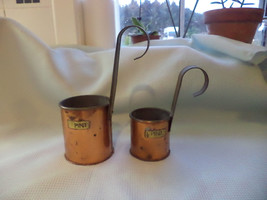 Vintage Hanging Copper ladle Long Handle Measuring Set Pint and Half Pint - $25.08