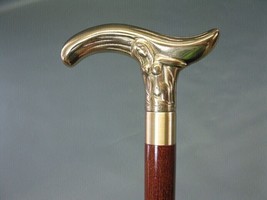 Handle Walking Stick Victorian Brass Cane Wooden Vintage Style Antique G... - $32.71
