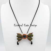 &quot;Winged Night&quot; Halloween Necklace Goth Bat, hand made, OOAK - £47.41 GBP