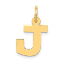 14K Yellow Gold Small Block Intial Letter J Charm Jewerly 18mm x 10mm - £41.39 GBP