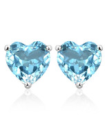 8MM Heart Sky Blue Topaz Earrings in Sterling Silver - €45,64 EUR