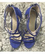 Jessica Simpson JS -ROELYN Blue W/Silver Zip Opened Toe 4 1/2 Heels Size... - £26.03 GBP