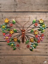 17.5&quot; Floral Metal Butterfly - Wall Decor - Wall Hanging - £17.81 GBP