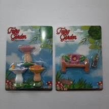 Fairy Garden Fairy Accessories Fountain Flowers Bench 2&quot; Cottage Whimsical - £7.75 GBP