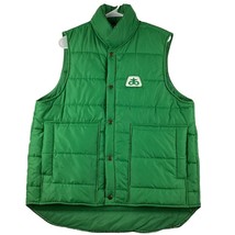 Vintage Sears Sedgefield Puffer Vest Men’s L Green Pioneer Seeds Snap Fa... - $64.32