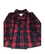 Janie &amp; Jack Toddler PeaCoat Navy/Red Plaid Lined Jacket Size 2T Classic - €17,68 EUR
