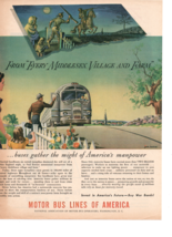 1940&#39;s Motor bus lines of america middlesex village and farm print ad 1Pa - $19.95