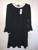 MICHAEL/MICHAEL Kors Ladies Ls Black Polka Dot Knit DRESS-M-NWT-$98 TAG-CUTE - £35.84 GBP