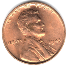 1945 UNCIRCULATED Lincoln Wheat Cent RED - Actual Coin Shown - $3.75