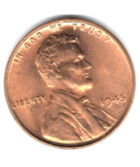 1945 UNCIRCULATED Lincoln Wheat Cent RED - Actual Coin Shown - $3.75