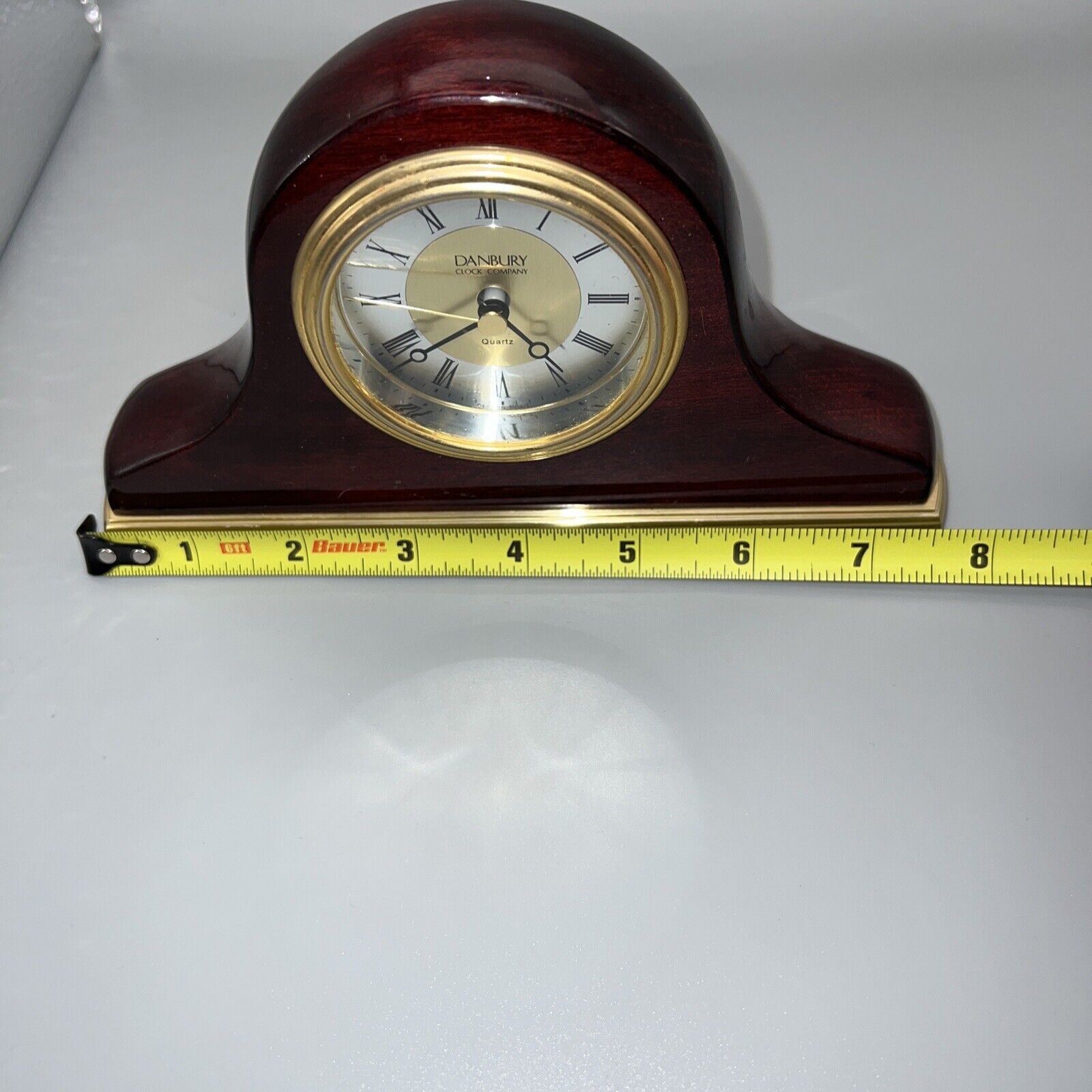 Danbury Clock Company Rose Wood Small Mantle Clock Battery Operated