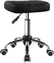 Black Minimalist Square Swivel Stool with Wheel Perfect for Work SPA Shop  - $55.97