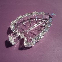 Vtg Lead Crystal Little Leaf Cut Glass Trinket Sweets Dish Approx. 5&quot; - £9.94 GBP