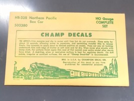 Vintage Champ Decals No. HB-388 Northern Pacific Boxcar HO Set - £11.90 GBP