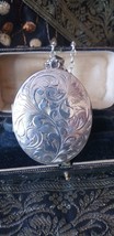 Vintage 1976 Birmingham 925 Silver Huge Locket Pendant on Thick 22 inch Chain - £235.82 GBP