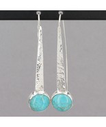 Retired Silpada SWAN DIVE Earrings Hammered Sterling Silver with Turquoi... - $49.99