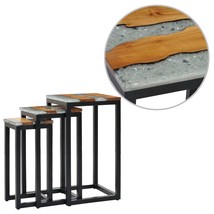 Nesting Tables 3 pcs Solid Teak Wood and Polyresin - £88.39 GBP