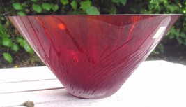 Vintage Fitz and Floyd Glass Centerpiece Etched Burgundy Made in Poland HEAVY - £29.02 GBP