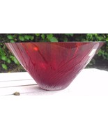 Vintage Fitz and Floyd Glass Centerpiece Etched Burgundy Made in Poland ... - $36.63