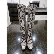 Bamboo Wedge Boots Women&#39;s 8 Multi Faux Leather Snake Print Round Toe Si... - $59.40