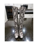 Bamboo Wedge Boots Women&#39;s 8 Multi Faux Leather Snake Print Round Toe Si... - $81.24 CAD