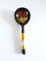 KHOKHLOMA Lacquer Wooden Spoon w/ Tag Hand Painted Red Gold Black 8&quot; Vin... - $6.36