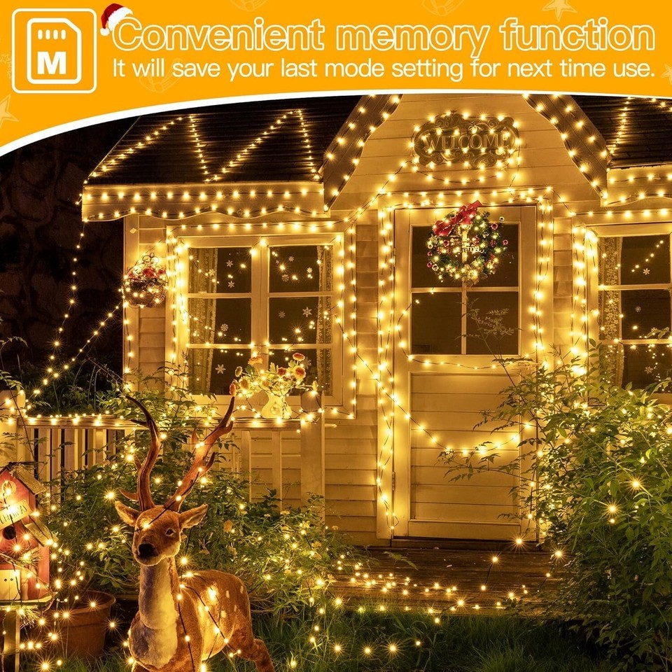 Outdoor & Indoor 1000 LED Christmas String Lights with Remote - 330 FT Warm Glow Item image 11