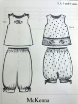 Bonnie Blue Sewing Pattern McKenna Play Set Top + Bloomers Child Size 3-... - $19.06