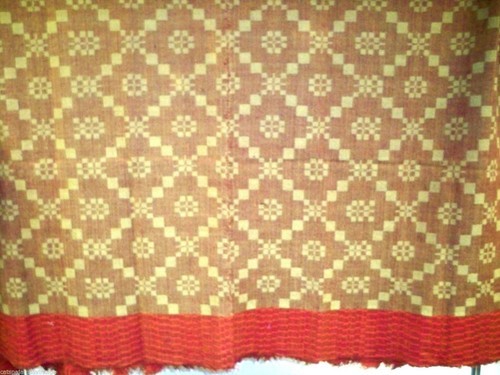 Jacquard Coverlet Pennsylvania Antique 19th C  Brown Green WOOL 36x72 Item image 7