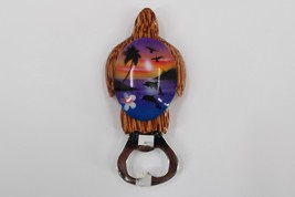 Sea Turtle Shaped Magnetic Bottle Opener Hand Painted Shell Tropical Dolphins - £3.89 GBP