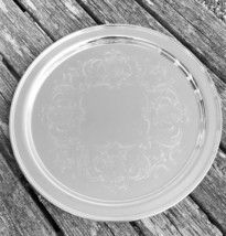 Vintage SHERIDAN TAUNTON 14&quot; Silverplate Serving Tray Plate Embossed Pattern - £22.67 GBP