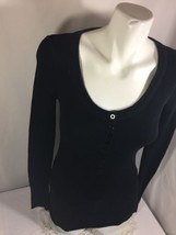 Aeropostale  Women Thin Black Blouse Size S/P Scoop Neck Button Down Bin56#38 - £18.67 GBP