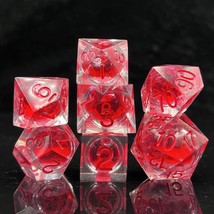 Dnd Liquid Dice-Set Sharp Edges - Dungeons And Dragons Polyhedral Red Fl... - £34.59 GBP