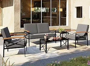 5 Piece Outdoor Patio Furniture Set, Metal Sofa Conversation Set, Includ... - $722.99