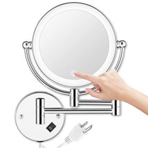 AMZNEVO Wall Mounted Lighted Makeup Mirror, 8 Inch Double-Sided 1X 5X Ma... - £67.23 GBP