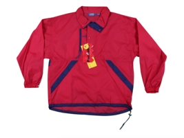 NOS Vtg 90s Color Block Half Zip Packable Anorak Jacket Windbreaker Red Mens L - £23.64 GBP