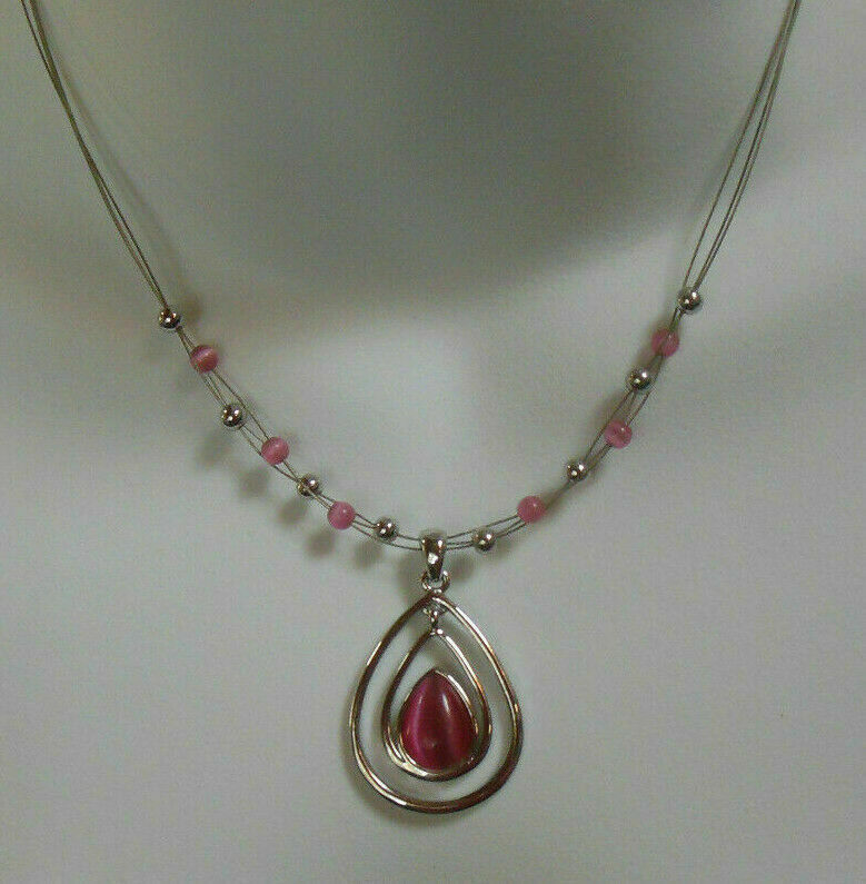Lia Sophia Silver-tone Triple Wired Pink Bead Necklace - $15.83
