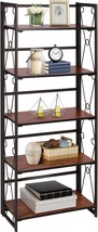 Vecelo 5 Tier Folding Bookshelf, No Assembly Book Shelf Bookcase,, Walnut - £147.05 GBP