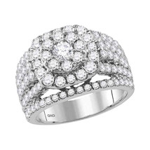 14kt White Gold Round Diamond Cluster Bridal Wedding Engagement Ring 3.00 Ctw - £2,876.34 GBP