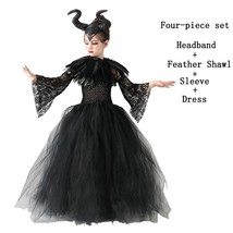  Girls  Cosplay Maleficent Costume Children Evil  Witch  Dress Kids  Tutu Dresse - £41.83 GBP